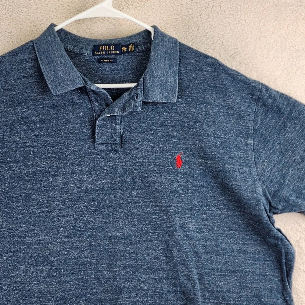 Polo Ralph Lauren Classic Fit Polo Shirt Mens XXL Blue Heathered Short Sleeve